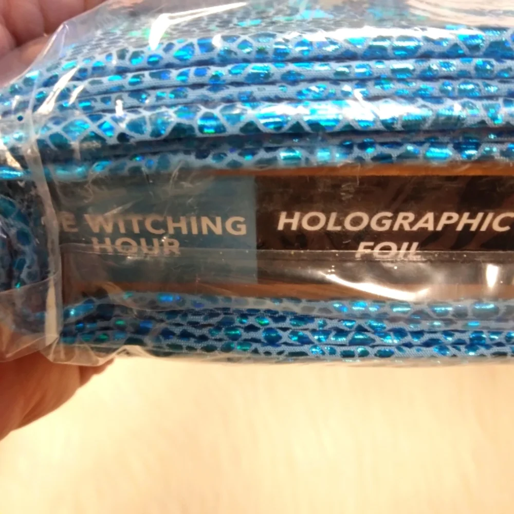 FABRIC The Witching Hour Holographic Foil Mini Scale Aqua, 6 Yard Sealed Bolt